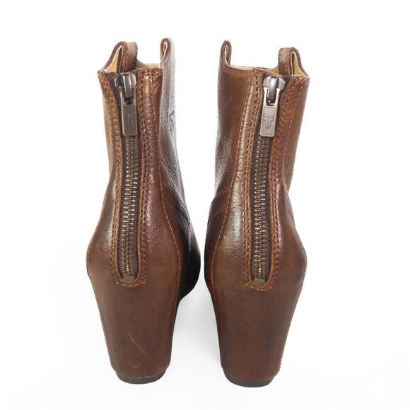 Frye Carson Wedge Ankle Booties Cognac Brown 3470656-COG Women's 7.5M - Picture 5 of 12